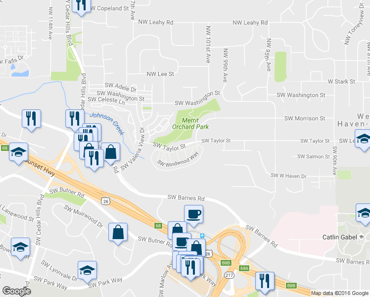 map of restaurants, bars, coffee shops, grocery stores, and more near 10247 Southwest Taylor Street in Portland