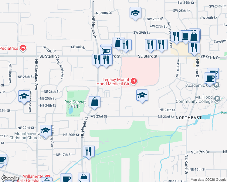 map of restaurants, bars, coffee shops, grocery stores, and more near 2759 Northeast Rene Avenue in Gresham