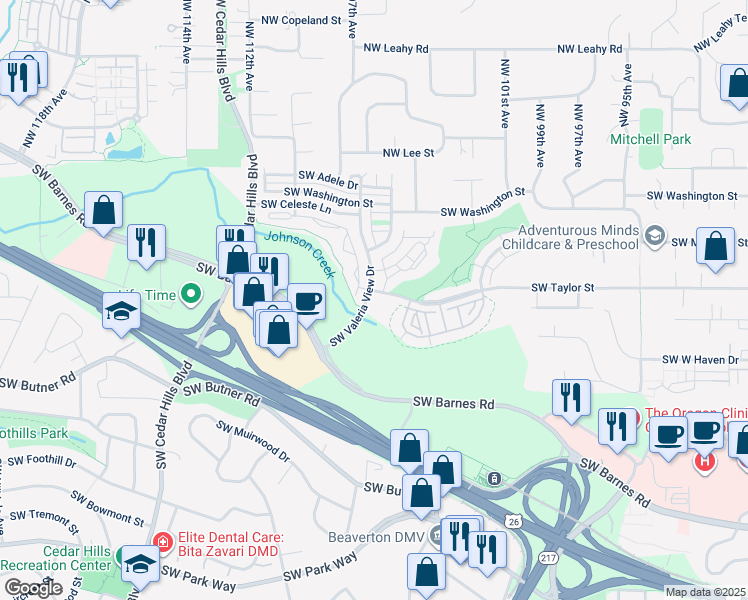 map of restaurants, bars, coffee shops, grocery stores, and more near 474 Southwest Valeria View Drive in Portland