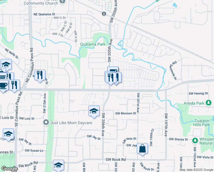 map of restaurants, bars, coffee shops, grocery stores, and more near 20636 Southwest Nantucket Lane in Beaverton