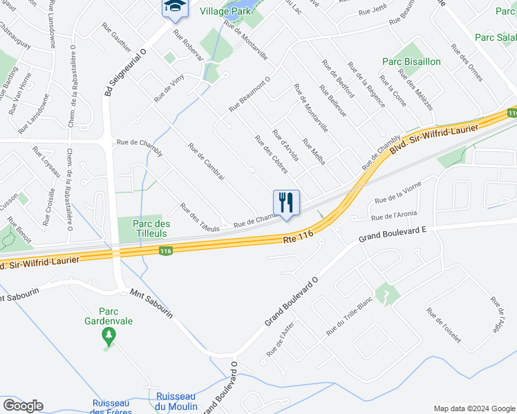 map of restaurants, bars, coffee shops, grocery stores, and more near 2040 Rue de Cambrai in Saint-Bruno-de-Montarville