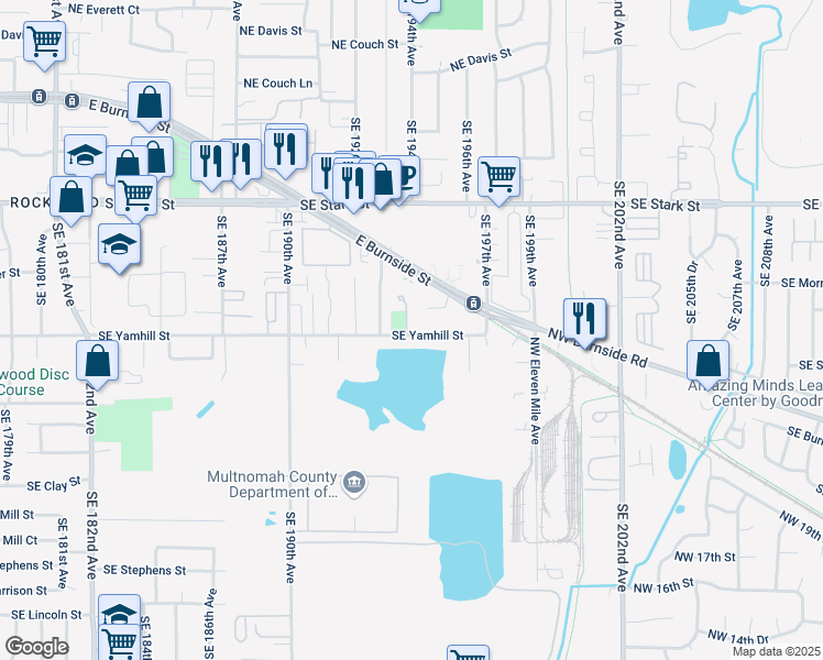 map of restaurants, bars, coffee shops, grocery stores, and more near 19463 Southeast Yamhill Street in Portland