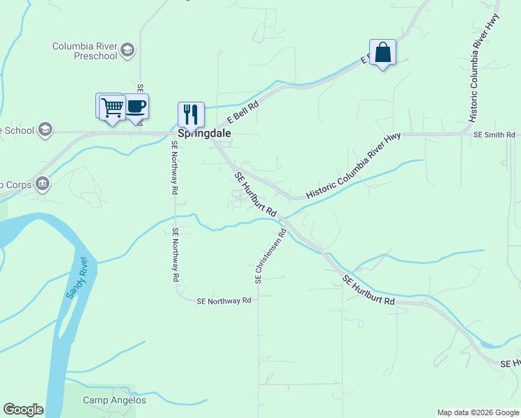 map of restaurants, bars, coffee shops, grocery stores, and more near 32715 Southeast Hurlburt Road in Corbett