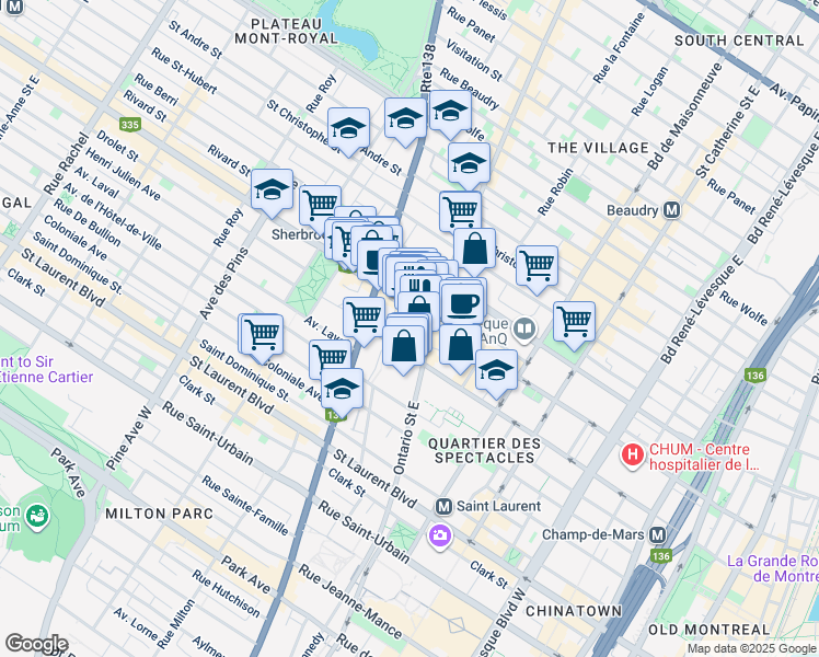 map of restaurants, bars, coffee shops, grocery stores, and more near 2055 Avenue Joly in Montréal
