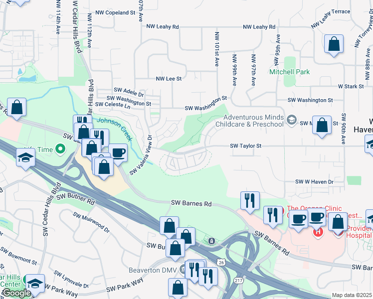 map of restaurants, bars, coffee shops, grocery stores, and more near 10247 Southwest Taylor Street in Portland