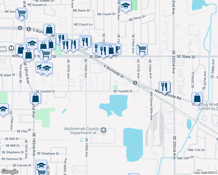 map of restaurants, bars, coffee shops, grocery stores, and more near 959 Southeast 193rd Avenue in Portland