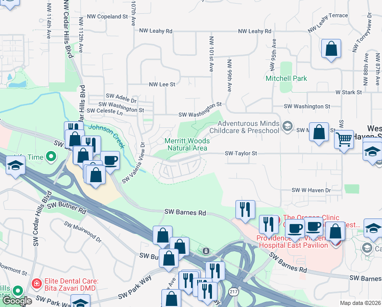 map of restaurants, bars, coffee shops, grocery stores, and more near 10247 Southwest Taylor Street in Portland