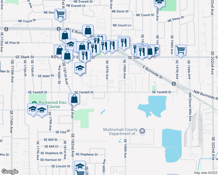 map of restaurants, bars, coffee shops, grocery stores, and more near 918 Southeast 187th Avenue in Portland