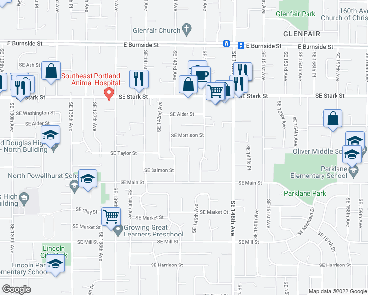 map of restaurants, bars, coffee shops, grocery stores, and more near 4112 SE Yamhill St in Portland