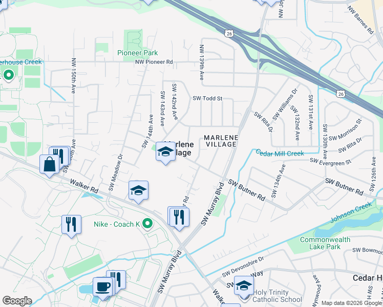 map of restaurants, bars, coffee shops, grocery stores, and more near 480 Southwest 141st Avenue in Beaverton