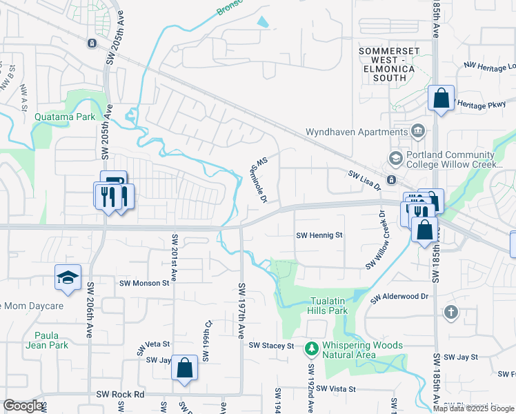 map of restaurants, bars, coffee shops, grocery stores, and more near 19603 Southwest Blackbear Court in Beaverton