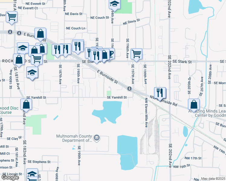 map of restaurants, bars, coffee shops, grocery stores, and more near 19463 Southeast Yamhill Street in Portland