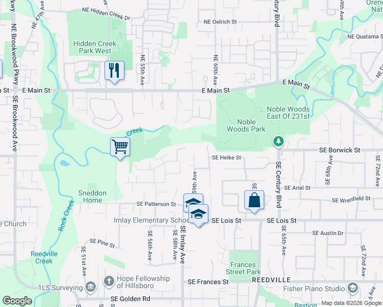 map of restaurants, bars, coffee shops, grocery stores, and more near 615 Southeast 59th Court in Hillsboro