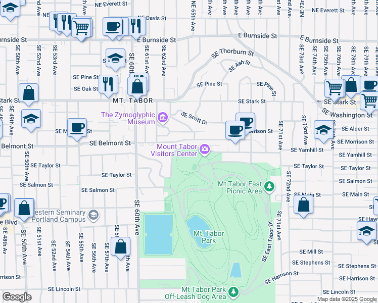 map of restaurants, bars, coffee shops, grocery stores, and more near in Portland