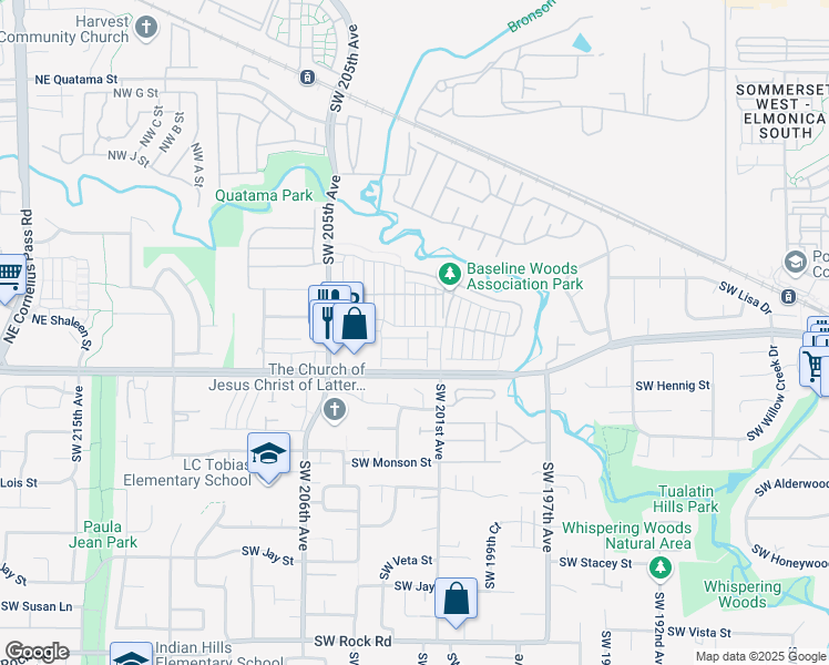 map of restaurants, bars, coffee shops, grocery stores, and more near 527 Southwest 201st Avenue in Beaverton