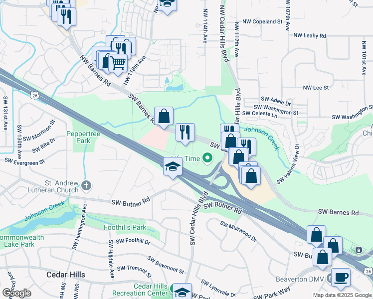 map of restaurants, bars, coffee shops, grocery stores, and more near 11525 Southwest Choban Lane in Portland