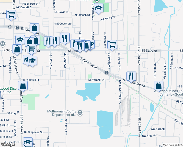 map of restaurants, bars, coffee shops, grocery stores, and more near 19463 Southeast Yamhill Street in Portland