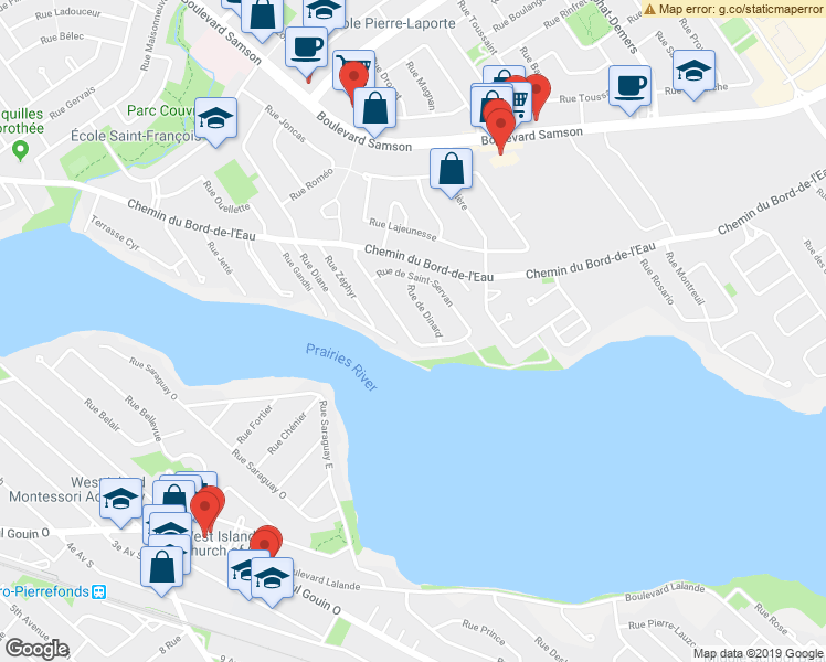 map of restaurants, bars, coffee shops, grocery stores, and more near 411 Rue de Saint-Servan in Laval