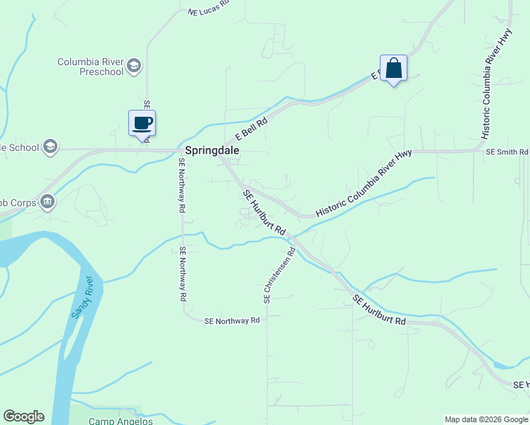 map of restaurants, bars, coffee shops, grocery stores, and more near 32715 Southeast Hurlburt Road in Corbett