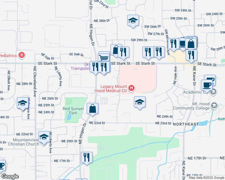 map of restaurants, bars, coffee shops, grocery stores, and more near 2759 Northeast Rene Avenue in Gresham