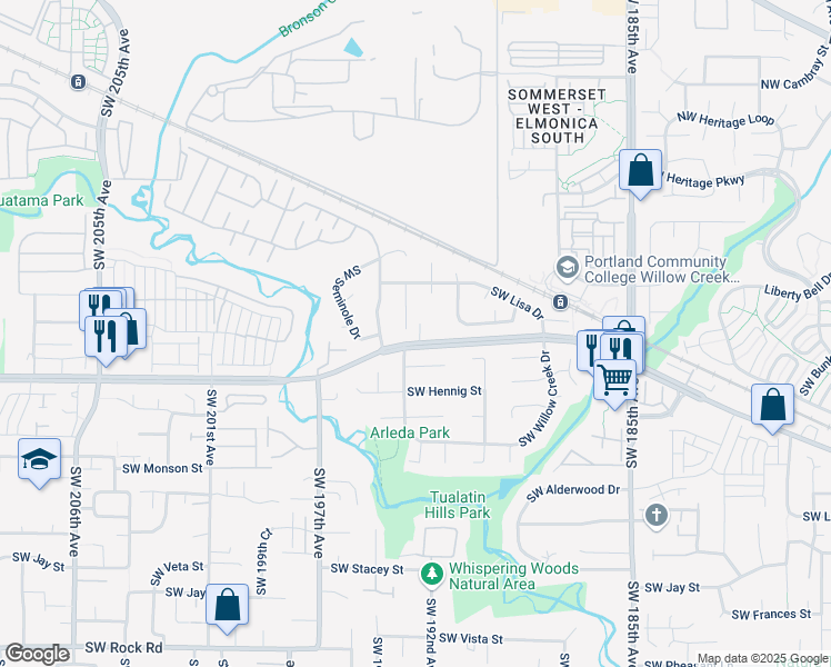 map of restaurants, bars, coffee shops, grocery stores, and more near in Washington County