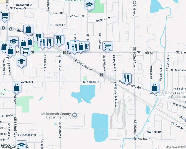 map of restaurants, bars, coffee shops, grocery stores, and more near 19463 Southeast Yamhill Street in Portland