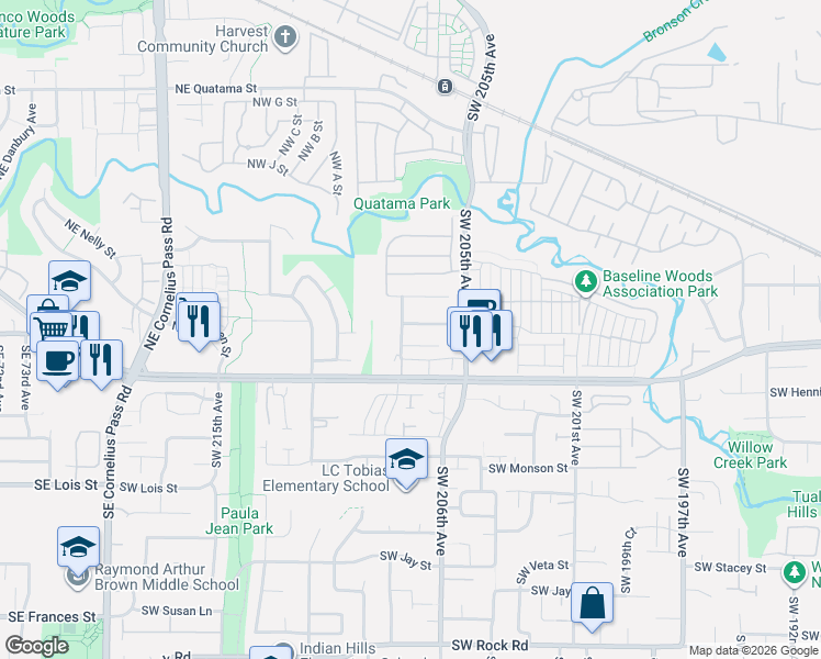 map of restaurants, bars, coffee shops, grocery stores, and more near 20694 Southwest Nantucket Lane in Beaverton