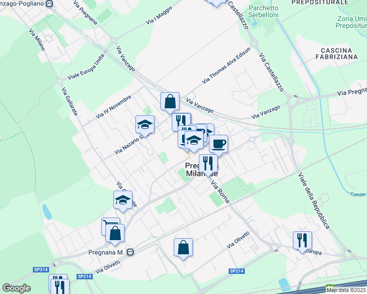 map of restaurants, bars, coffee shops, grocery stores, and more near in Province of Milan