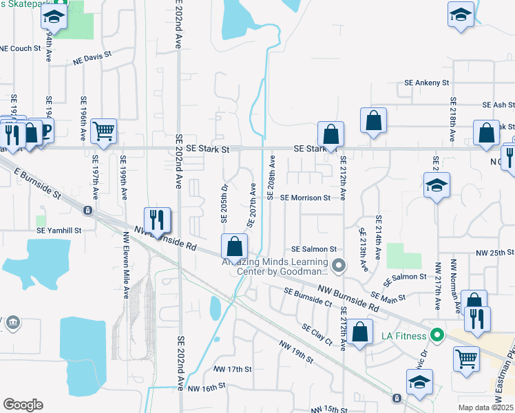 map of restaurants, bars, coffee shops, grocery stores, and more near 935 Southeast Morrison Court in Gresham