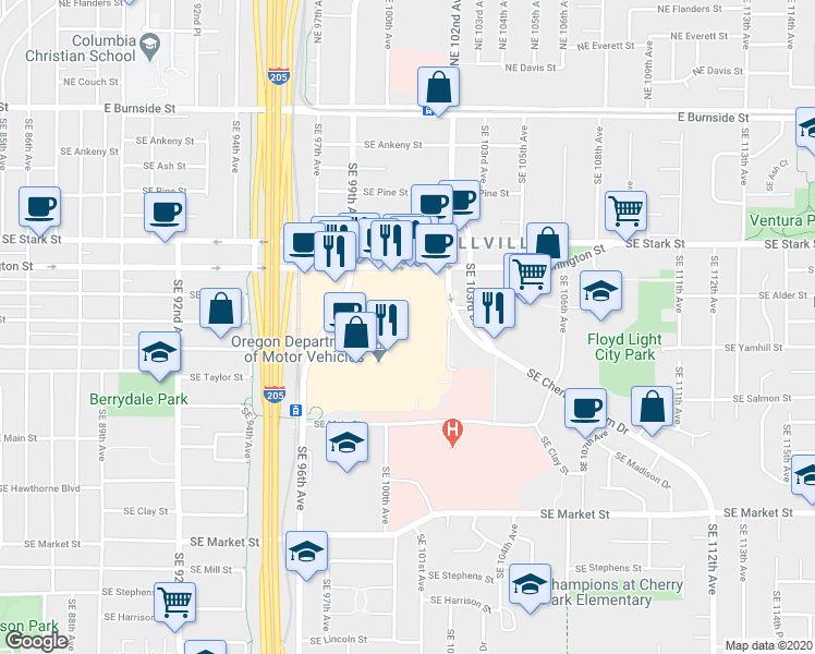 map of restaurants, bars, coffee shops, grocery stores, and more near 9 in Portland