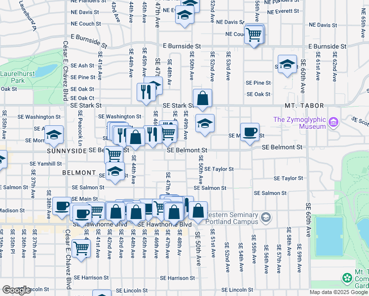 map of restaurants, bars, coffee shops, grocery stores, and more near in Portland