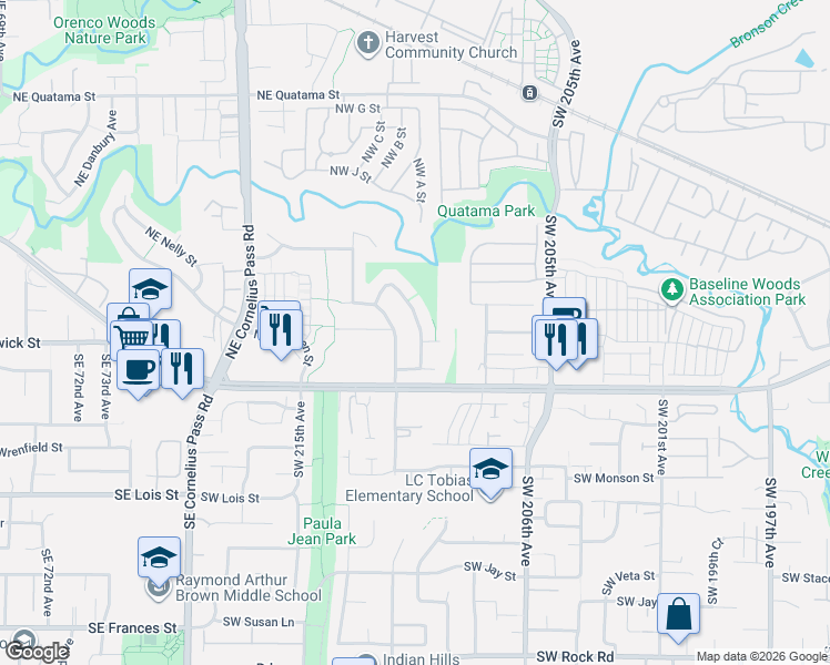 map of restaurants, bars, coffee shops, grocery stores, and more near 515 Southwest Sutherland Way in Aloha