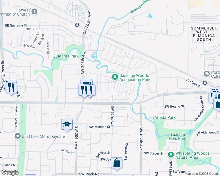 map of restaurants, bars, coffee shops, grocery stores, and more near 527 Southwest 201st Avenue in Beaverton