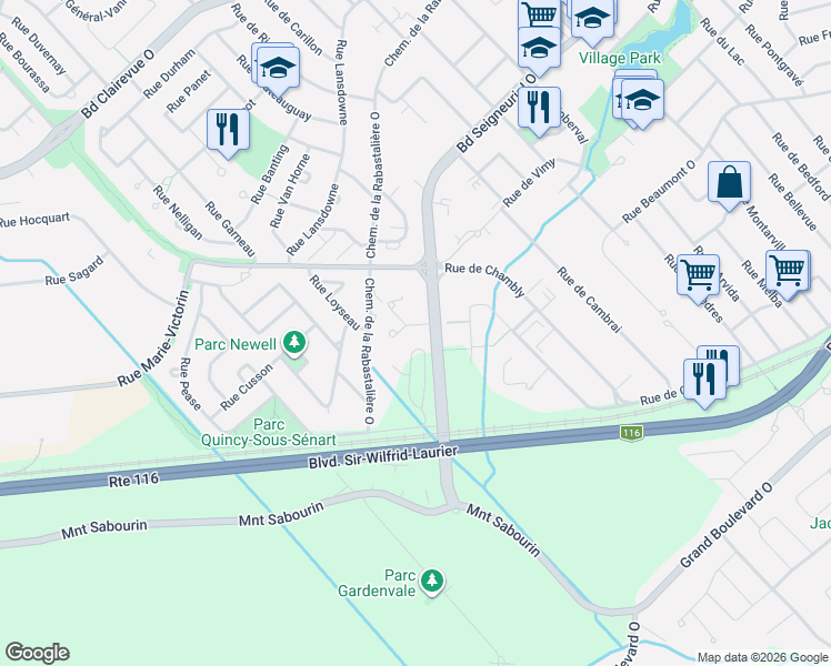 map of restaurants, bars, coffee shops, grocery stores, and more near 1825 Rue Dunant in Saint-Bruno-de-Montarville