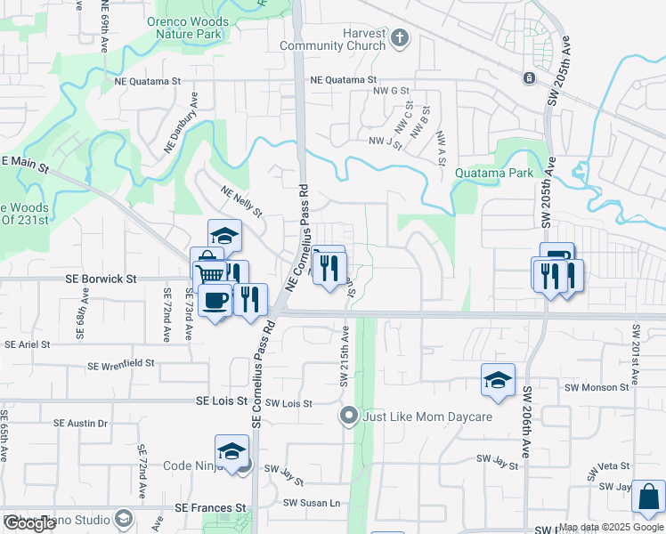 map of restaurants, bars, coffee shops, grocery stores, and more near 144 Northeast 79th Avenue in Beaverton