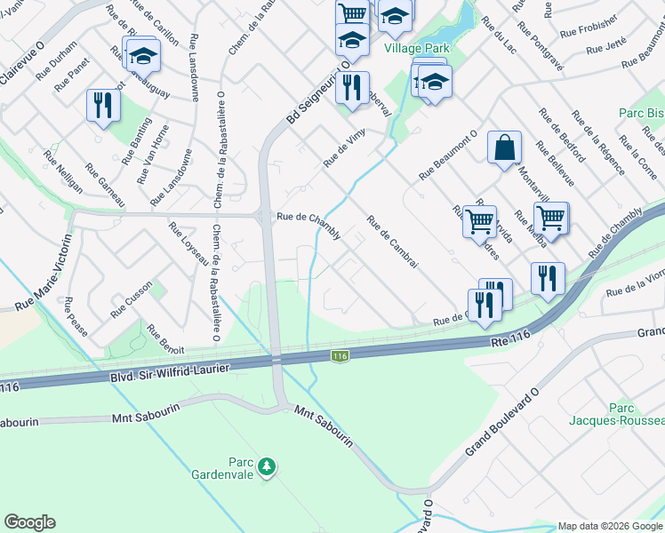 map of restaurants, bars, coffee shops, grocery stores, and more near 400 Ruisseau Street in St-Bruno-de-Montarville