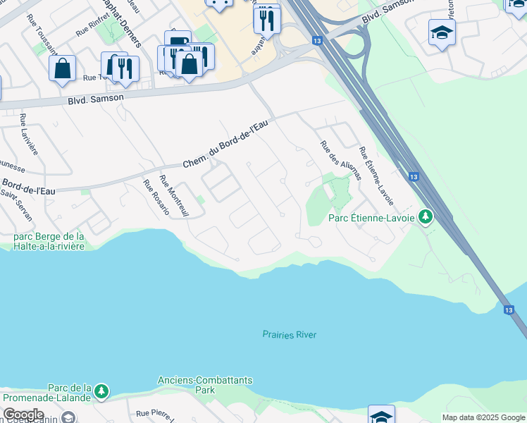 map of restaurants, bars, coffee shops, grocery stores, and more near 273 Avenue de la Seigneurie in Laval