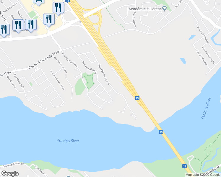 map of restaurants, bars, coffee shops, grocery stores, and more near 469 Rue Étienne-Lavoie in Laval