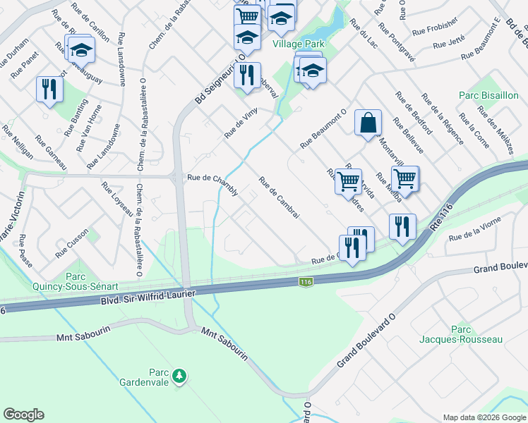 map of restaurants, bars, coffee shops, grocery stores, and more near 1884 Rue de Chambly in Saint-Bruno-de-Montarville