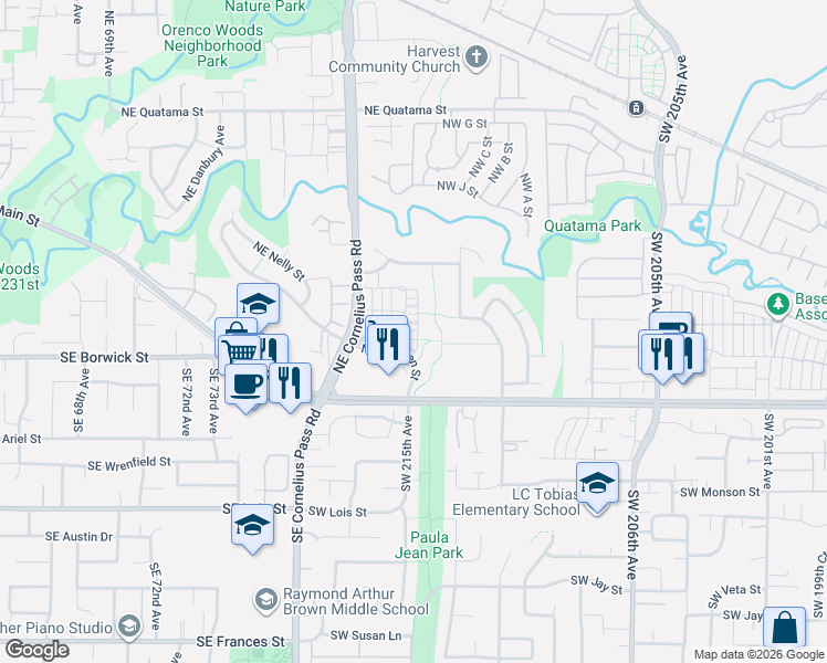 map of restaurants, bars, coffee shops, grocery stores, and more near 144 Northeast 79th Avenue in Beaverton
