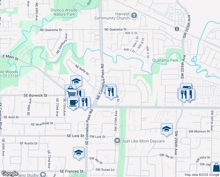 map of restaurants, bars, coffee shops, grocery stores, and more near 144 Northeast 79th Avenue in Beaverton