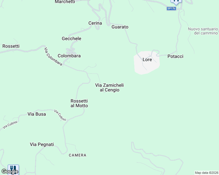 map of restaurants, bars, coffee shops, grocery stores, and more near 1 Via Zamicheli al Cengio in Zamicheli al Cengio