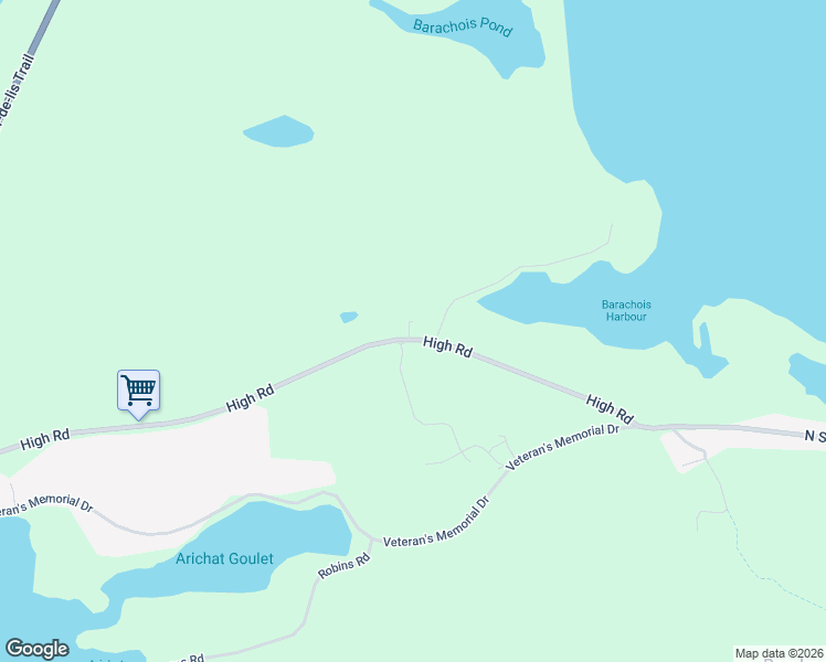 map of restaurants, bars, coffee shops, grocery stores, and more near 2937 High Road in Arichat
