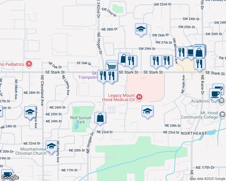 map of restaurants, bars, coffee shops, grocery stores, and more near 2897 Northeast Rene Avenue in Gresham