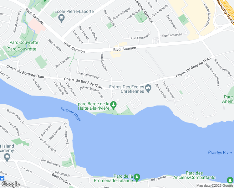 map of restaurants, bars, coffee shops, grocery stores, and more near 389 Rue Larivière in Laval