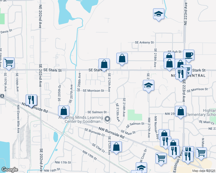 map of restaurants, bars, coffee shops, grocery stores, and more near 711 Southeast 212th Avenue in Gresham