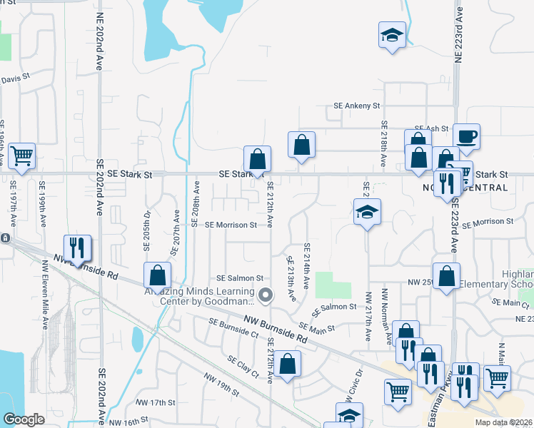 map of restaurants, bars, coffee shops, grocery stores, and more near 711 Southeast 212th Avenue in Gresham