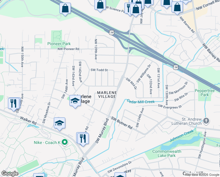 map of restaurants, bars, coffee shops, grocery stores, and more near in Washington County