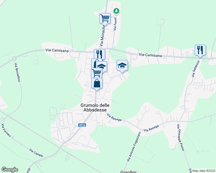 map of restaurants, bars, coffee shops, grocery stores, and more near 16 Via Ole in Grumolo delle Abbadesse