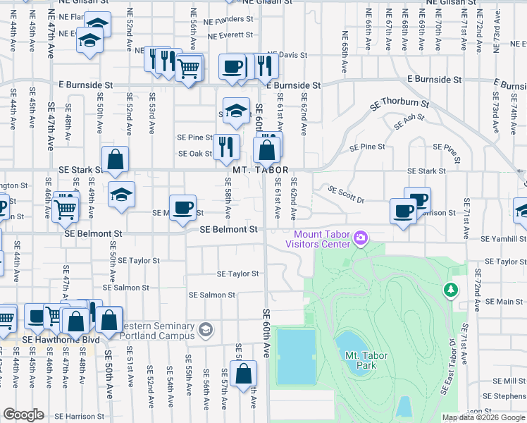 map of restaurants, bars, coffee shops, grocery stores, and more near in Portland